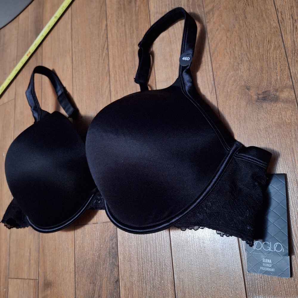NWT! Voglio Black Lace & Satin Bra 46D